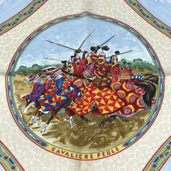 HERMES Carre90 Carre 90 CAVALIERS PEULS Poole jockey Scarf silk Green - Picture 3 of 14